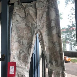 Distressed floral jeans